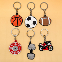 Porte-clés en PVC 2D en gros, ballons de sport (basket, football, soccer) pour les fans de sport, porte-clés en caoutchouc souple