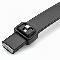 Attache-câble en acier inoxydable 304 noir 9*450mm sans bavures, haute résistance, autobloquant, recouvert de plastique, certification UL94 V-0