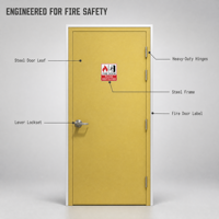 Porte coupe-feu en acier à battant simple, résistance au feu 60, 90, 180 minutes, avec panneau de vision, pour entrepôt, cage d'escalier, garage de stationnement