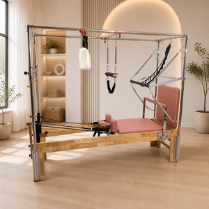 Massives Eichenholz 3-in-1 Pilates Cadillac Reformer mit externer Fußstange, Edelstahl-Baldachinbett für professionelle Fitness-Studios - Product Image 2