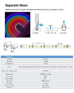 LED Neon Flexible 100% tubo de silicona pura Split Neon Sign decoración publicitaria, 6MM de ancho, diseño de fábrica de silicona pura - Product Image 3