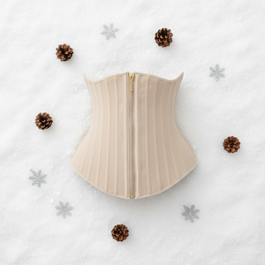 Corset court en forme de W pour femme, 25 baleines, en latex, avec fermeture éclair, gaine amincissante sous-poitrine, serre-taille, pour un effet sablier - Product Image 1