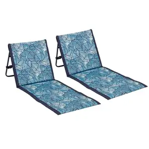 Outdoor Camping Portable 100% Polyester Chaise Sea Beach Bed Sun Lounger Custom Folding Beach Mat Chair With Adjustable Backrest