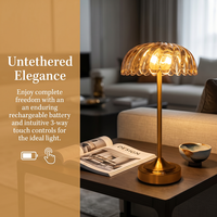 Lampe de table moderne en métal et verre, LED sans fil, rechargeable, commande tactile, 3 couleurs, gradation progressive, portable, bar, hôtel