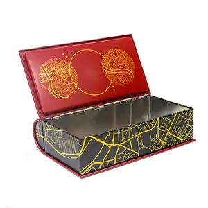 Mini boîte métallique en forme de livre, charnière, logo personnalisé petite boîte en étain, chocolat, étui métallique en forme de livre, vente en gros