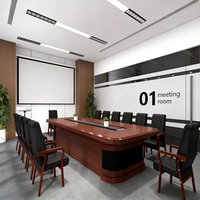 Ensemble de table et de chaises de conférence modernes modulaires en MDF pour bureau, hôtel, hôpital - Mobilier de salle de réunion pour 12 personnes