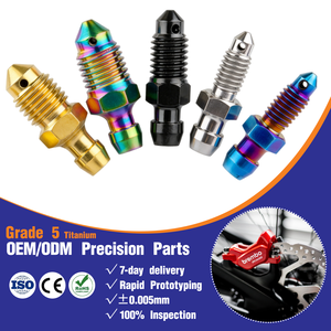 Vis de purge de frein CNC <span class=keywords><strong>en</strong></span> titane M6 M8 M10 X 1.0 1.25 pour moto, vis de vidange d'huile d'étrier de frein pour moto - Product Image 1