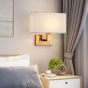 New Design Bedroom Wall Mounted Lights Nordic <b>Bed</b> Wall Lamp Lighting Charging with Fabric Shade - Product Image 4