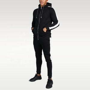 OEM Design personnalisé couleur noire avec côté couleur blanche rayé Design vêtements de sport adultes survêtements ensembles - Product Image 1