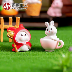 Dp <b>Mini</b> Rabbit Resin Ornament Cute Animal Figure For Home <b>Desk</b> Decoration - Product Image 2