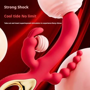 ウサギのトライデントバイブレーターは、リアマッサージャーを振動させて押します。女性挿入された性のおもちゃ。女性オナニー - Product Image 3