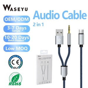 Câble audio Type C 2 en 1, câble audio <span class=keywords><strong>pour</strong></span> <span class=keywords><strong>voiture</strong></span> en nylon tressé, adaptateur audio USB + prise jack 3,5 mm - Product Image 1