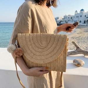 Borse di Paglia Artigianali Personalizzate da Donna, Grandi Borse Estive da Spiaggia all'<span class=keywords><strong>Uncinetto</strong></span>, <span class=keywords><strong>Borsa</strong></span> <span class=keywords><strong>a</strong></span> Spalla, Pochette di Lusso per Donna - Product Image 4