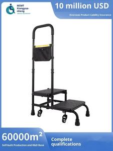 Tabouret à deux <span class=keywords><strong>marches</strong></span> à double niveau à roulettes avec lumière LED, sac de rangement, repose-pieds pour personnes âgées, tabouret de canapé, tabouret de chevet, tabouret de toilette, tabouret élévateur - Product Image 3