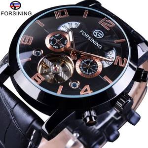 Forsining GMT373 Top Brand Luxury Tourbillion Fashion Wave Reloj Pantalla multifunción Relojes mecánicos automáticos para hombres - Product Image 5