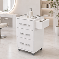 Chariot de Salon Multi-tiroirs avec Poignées Dorées et Roues – Design Luxe pour Salon de Manucure Professionnel – Meuble de Salon
