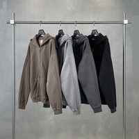 Sudadera con capucha con doble cremallera, oversize, hombros caídos, vintage, lavado a la piedra, 400G, peso pesado, borde sin rematar, unisex, streetwear, personalizada