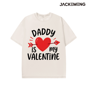 T-shirt en coton oversize délavé avec imprimé « Daddy Is My Valentine », style streetwear rétro, pour usage quotidien décontracté, vente en gros depuis l'entrepôt américain - Product Image 3