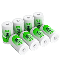 EBL Paquete de 8 Baterías Recargables Ni-MH D de 10000mAh, Estuche para Baterías Incluido, para Linternas, Electrónica de Consumo, Juguetes