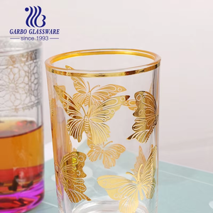 Tasse en verre à thé marocaine de 5oz 150ml en gros 12 pièces ensemble de verres à thé avec gobelet de décalcomanie en or de luxe meilleur vendeur tasse à thé en verre classique - Product Image 5