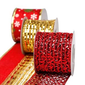 Ruban de toile de <span class=keywords><strong>jute</strong></span> filaire de Noël Ruban de fil de fer de Noël Décorations de Noël de vacances Rubans d'emballage - Product Image 3