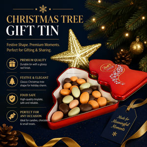 JYB Accattivante Contenitore <span class=keywords><strong>in</strong></span> <span class=keywords><strong>Latta</strong></span> a Forma di Albero di Natale, Scatola <span class=keywords><strong>in</strong></span> <span class=keywords><strong>Latta</strong></span> a Forma Speciale, Contenitore Riutilizzabile per Dolci, Tartufi e Biscotti - Product Image 1