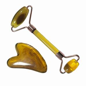 Rouleau de massage en résine pour le raffermissement de la peau, rouleau facial anti-âge, ensemble de rouleaux de jade Gua Sha pour le soin du visage - Product Image 4