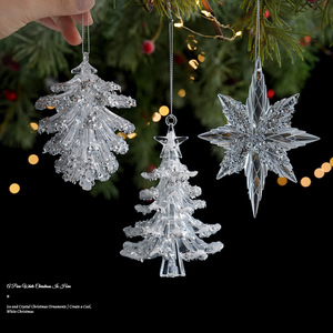 LINGKAI Transparent Acrylic Christmas Hanging Ornaments Ballet Dancer Deer Tree <b>Snowflake</b> Shape Xmas Tree Pendant - Product Image 3