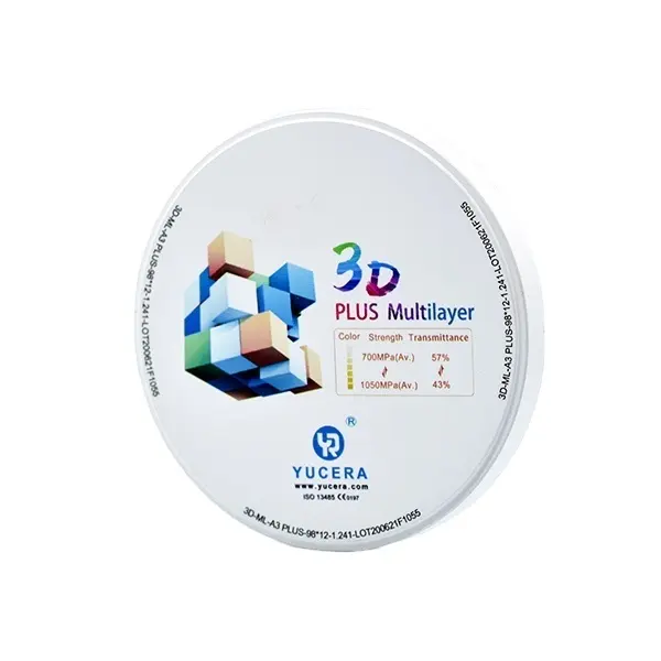 Yucera 3D Plus Bloque de zirconia multicapa CAD/Sistema de leva Sistema de bloque de cerámica para laboratorio 95mm