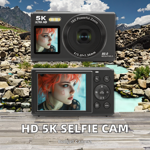 Caméra selfie 5K HD avec zoom numérique 18x, mise au point automatique et lumière d'appoint LED, compatible YouTube/TikTok, utilise une carte SD - Product Image 2