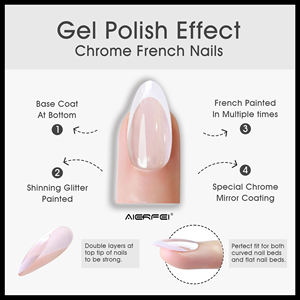 AIERFEI 30 pièces miroir <span class=keywords><strong>Chrome</strong></span> français Gel vernis à <span class=keywords><strong>ongles</strong></span> conseils court amande brillant presse sur les <span class=keywords><strong>ongles</strong></span> en gros nu <span class=keywords><strong>faux</strong></span> <span class=keywords><strong>ongles</strong></span> - Product Image 4