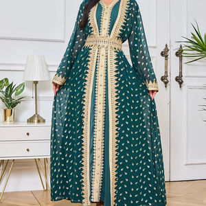 Islamic Eid Muslim Lady Robe Fashion <b>Abaya</b> Wholesale Long Sleeve Open Luxury Saudi Arabian <b>Abaya</b> - Product Image 1