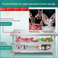 Table de préparation multifonctionnelle à double couche en acier inoxydable 304 épaissi pour la cuisine des restaurants