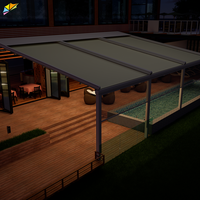 Toldo Retráctil Motorizado para Balcón de PVC, Toldo Plegable con Luz LED, Pérgola Impermeable para Exteriores