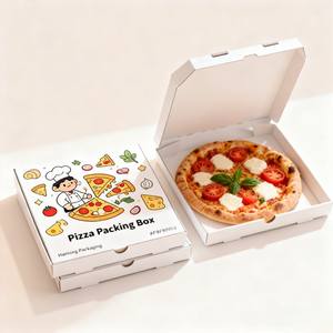 Boîte à pizza blanche avec logo personnalisé Boîte d'emballage alimentaire ondulée en papier kraft écologique Boîte de papier à <span class=keywords><strong>tarte</strong></span> biodégradable de haute qualité - Product Image 2