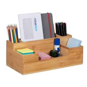 Wooden Desktop Organizer Bamboo Multi Compartment Office Storage Box Large Capacity Rectangle Standing Type Tidy <b>Study</b> <b>Desk</b> - Product Image 1