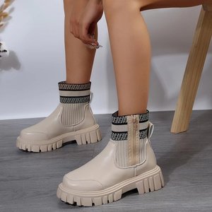 Ragazze occupate AK451 stivali marroni neri scarpe da donna con zip personalizzata casual primavera autunno scarpe basse alla moda basse tacchi quadrati stivali <span class=keywords><strong>a</strong></span> <span class=keywords><strong>calzino</strong></span> alla caviglia - Product Image 3