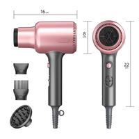 Sèche-cheveux ionique professionnel mini ultra silencieux haute vitesse avec diffuseur, moteur sans balais 110 000 tr/min, 1875W, 3 vitesses, pour salon et hôtel