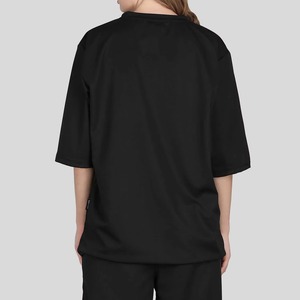 <b>Women</b> Oversized T-<b>Shirt</b> Crew Neck Three Quarter Sleeve Knitted Solid <b>Black</b> Loose Fit All Seasons Casual Wear - Product Image 2