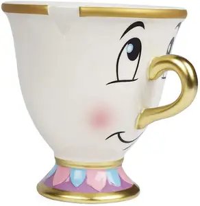 Ceramic Beauty and the Beast Handgrip Tea Mug Chip Mug with Gold Foil Printing