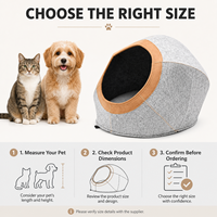 Lit pour chat en feutre OEM ODM, personnalisable avec logo, maisonnette hémisphérique en peluche avec bordure en cuir PU, lit fermé et chaud pour chats