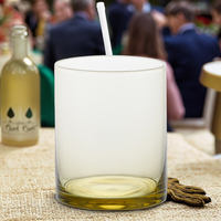 Gobelet en verre transparent minimaliste de 400 ml, écologique, très vendu, avec base teintée olive, design moderne pour un usage quotidien