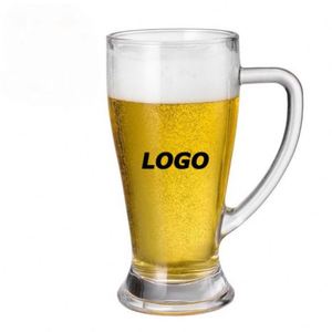 Grande tasse rétro portable en verre épais argenté de 17 oz avec poignée, style pub, pour bière pression ou thé glacé, personnalisable avec logo promotionnel - Product Image 2
