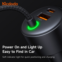Chargeur de voiture rapide Mcdodo 037 à quatre sorties 120W, chargeur rapide 120W PD PPS QC en voiture avec câble à ressort LED pour iPhone, ordinateur portable USB-C