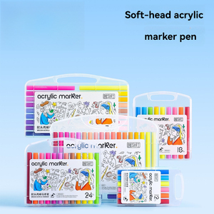 Nouveauté : Ensemble de marqueurs acryliques à pointe souple 12-48 couleurs, pointe pinceau souple, encre liquide, pour le dessin - Product Image 2