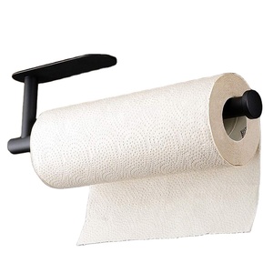 Porte-rouleau de papier long en acier inoxydable, sans perçage, pour sous-meuble de salle de bain, adhésif 3M, grande capacité, pour cuisine - Product Image 1