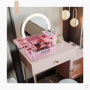 Large <b>Makeup</b> <b>Case</b> Professional Cosmetic Train <b>Case</b> Travel Cosmetic Box Organizer with 6 Trays Hard Beauty Storage Box - Product Image 5