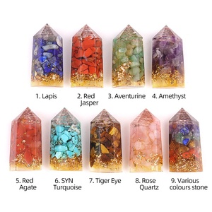 7 Chakra Gravel Ornaments Vintage Luxury Desktop Resin Decor Carved Natural <strong>Stone</strong> Healing Crystals Amethyst <strong>Jade</strong> Hexagonal - Product Image 2