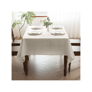 Solid Plain White Lightweight Customizable 100% Cotton Embroidered Green 4ft <b>Tablecloth</b> for Family Gatherings Rapid Dry Features - Product Image 2