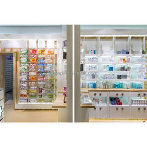Étagères de <span class=keywords><strong>pharmacie</strong></span> blanches avec lumières, décoration de meubles de magasin de <span class=keywords><strong>pharmacie</strong></span> personnalisé, boîte d'éclairage supérieure, exposition murale de médecine à vendre - Product Image 4
